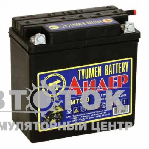 Мотоаккумулятор TYUMEN BATTERY Лидер 12V 9Ah 45А сухозаряж. +электролит 1л