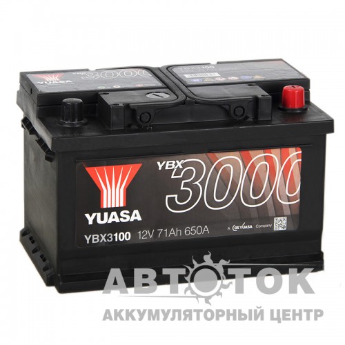 Автомобильный аккумулятор YUASA YBX3000 71R низ. 650А  YBX3100