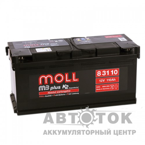 Автомобильный аккумулятор Moll M3plus 110R 900A 394х175х190