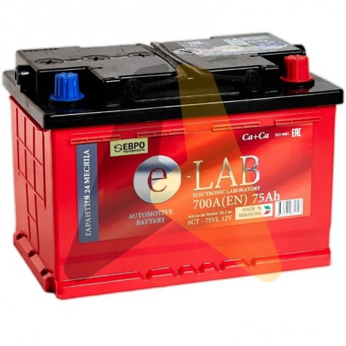 Автомобильный аккумулятор E-LAB 6cт-75 о.п. 700А