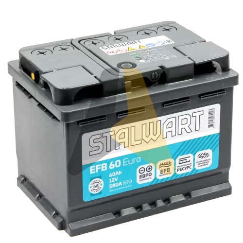 Автомобильный аккумулятор STALWART EFB 60 euro 580A